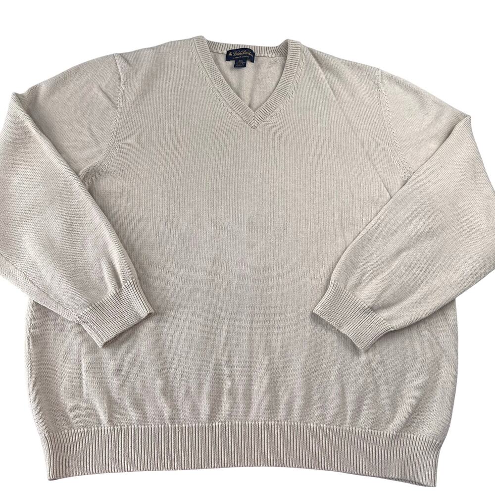 Brooks Brother Supima Cotton Knit V-neck Sweater Men's size XXL Light Beige